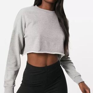 Women’s Gray Cropped Crewneck Sweatshirt